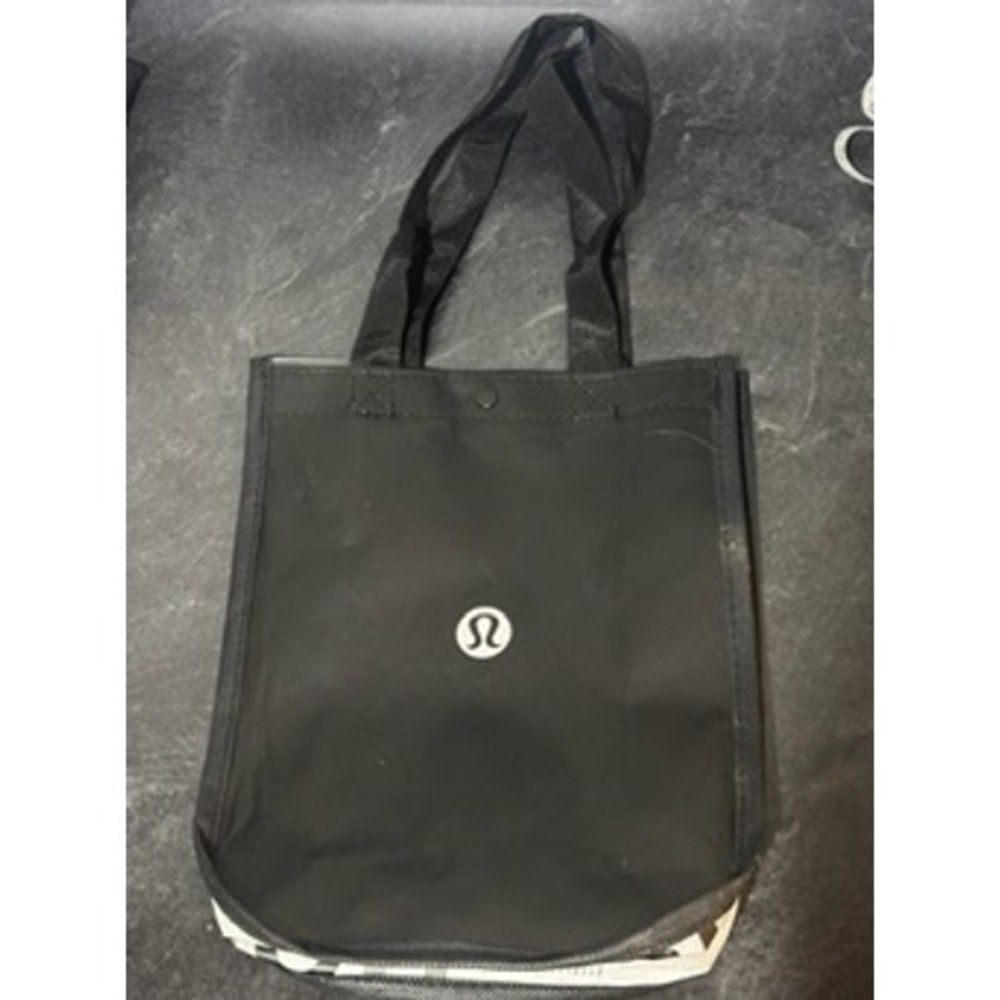 lululemon Reusable Shopping Tote Bag Black Grey White Logo Medium 14"x11"